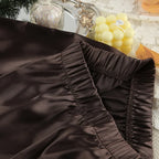 Women Silk Satin Pajama Set Deep V Neck Long Sleeve Lace Trim Tie Front Top Pants Soft Loungewear Elegant Home Sleepwear Night