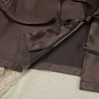 Women Silk Satin Pajama Set Deep V Neck Long Sleeve Lace Trim Tie Front Top Pants Soft Loungewear Elegant Home Sleepwear Night