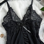 Sexy Sleepwear For Sleeping Night Dress Women Lingеrie Sets Deep V Slip Nightgowns And Panties Lace Ruffle Trim Underwear Pajama