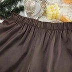 Women Silk Satin Pajama Set Deep V Neck Long Sleeve Lace Trim Tie Front Top Pants Soft Loungewear Elegant Home Sleepwear Night